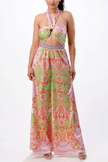 Sunset Mosaic Convertible Palazzo Jumpsuit - women's one-piece outfit for going out