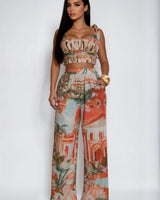 Sunset Riviera Pant Set - Brown - Palazzo Couture Online