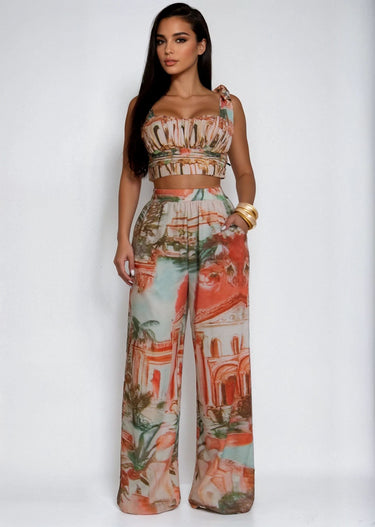 Sunset Riviera Pant Set - Brown - Palazzo Couture Online