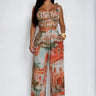 Sunset Riviera Pant Set - Brown front view showing complete two piece pant set