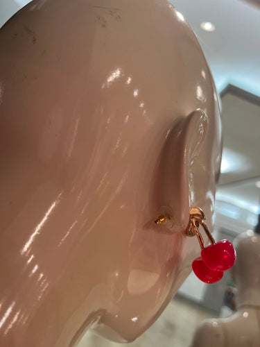 Red cherry dangle earrings – fun chic earrings perfect for day or night