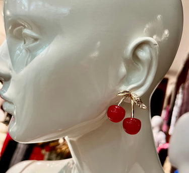 Bright red cherry earrings for women – pop of color fruit inspired earrings