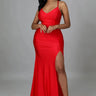 Sweet Dreams Red Maxi Dress with Ruched Cutout Detail - front view