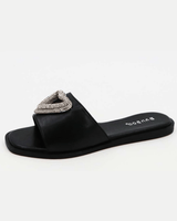 Sweet Heart Flat Sandal (Black) - Palazzo Couture Online