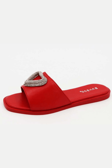 Sweet Heart Flat Sandal (Red) - Palazzo Couture Online