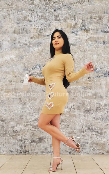 Sweet Melody  Skirt Set (Nude) side view showing skirt silhouette and fit