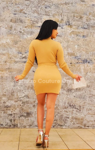 Elegant Nude matching two piece skirt set styled for going out