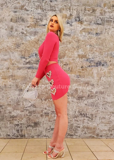 Elegant Pink matching two piece skirt set styled for going out