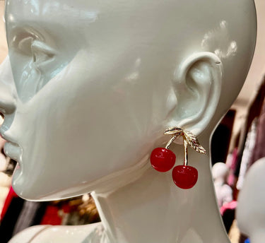 Sweet and Stylish touch(Red) - Cherry Charm Earrings - elegant piece by Palazzo Couture