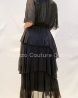 Sweet Thing Italian Maxi Dress (Black) close up detail of elegant design and fabric