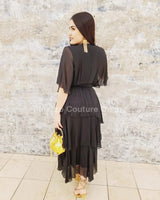 Sweet Thing Italian Maxi Dress (Black) side view highlighting floor-length hemline