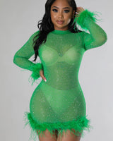Sweetest Cutie Mini Dress (green) front view showing mini dress silhouette