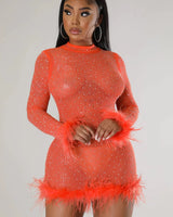 Sweetest Cutie Mini Dress (orange) front view showing mini dress silhouette