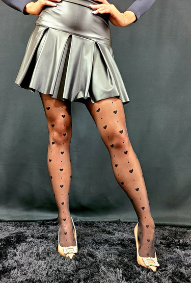 Sweetheart Dotted Tights (Black) - Palazzo Couture Online