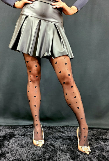 Sweetheart Dotted Tights
(Black) - women's trendy tights and legwear