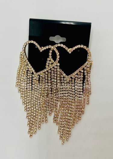 Sweetheart Fringe Earrings (Gold) - Palazzo Couture Online