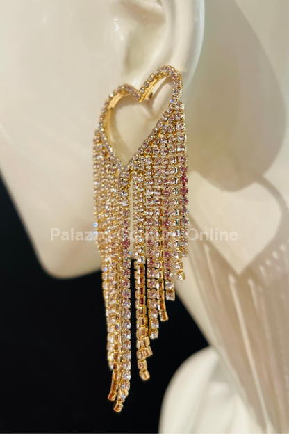 Sweetheart Fringe Earrings (Gold)