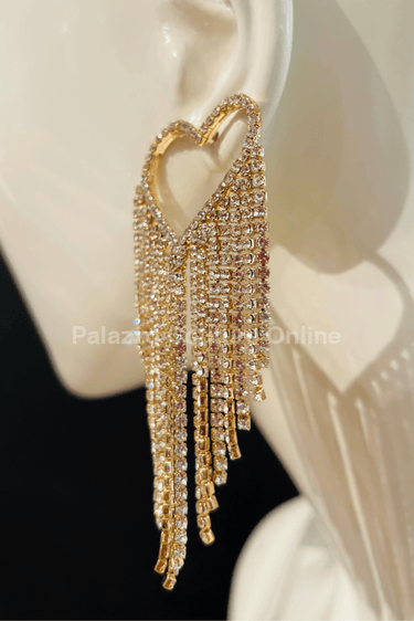 Sweetheart Fringe Earrings (Gold) - Palazzo Couture Online