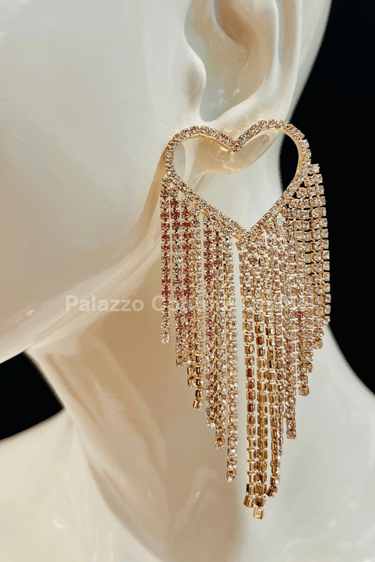 Sweetheart Fringe Earrings (Gold) - Palazzo Couture Online