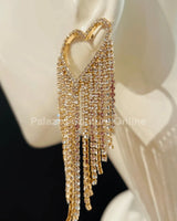Sweetheart Fringe Earrings (Gold) - women's statement jewelry