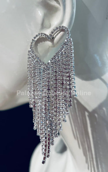 Sweetheart Fringe Earrings (Silver) - Palazzo Couture Online