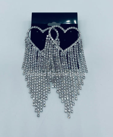 Sweetheart Fringe Earrings (Silver) - Palazzo Couture Online