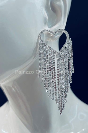 Sweetheart Fringe Earrings (Silver) - Palazzo Couture Online