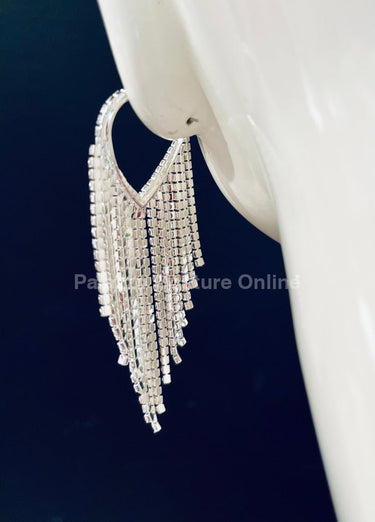 Sweetheart Fringe Earrings (Silver) - Palazzo Couture Online
