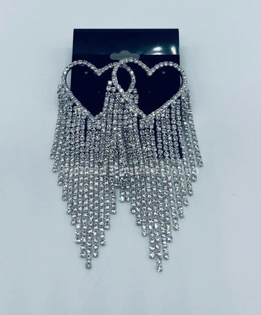 Sweetheart Fringe  Earrings (Silver) - trendy women's jewelry