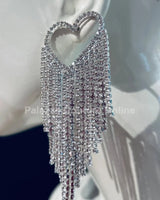 Sweetheart Fringe  Earrings (Silver) - women's statement jewelry