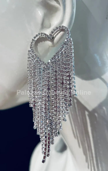 Sweetheart Fringe  Earrings (Silver) - women's statement jewelry