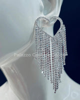 Sweetheart Fringe  Earrings (Silver) for women - fashion jewelry by Palazzo Couture