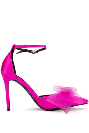 Sweetie - Fuchsia Ankle Strap BowPump - front view