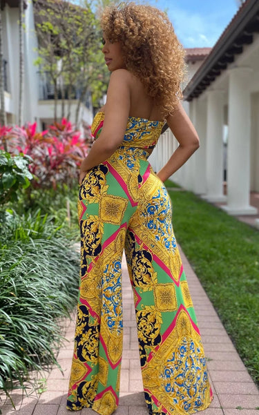 Elegant  matching two piece pant set styled for going out
