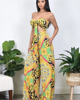 Take me to Honolulu Pants Set close up of matching top design and fabric detail