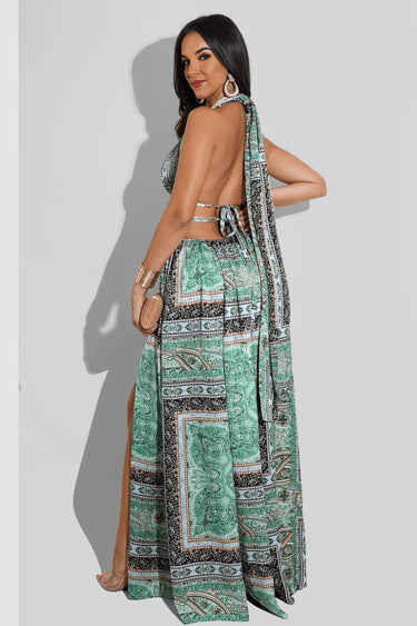 Taken By Beauty Green Maxi Dress with Cutout Detail - view 2
