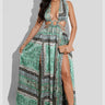 Taken By Beauty Green Maxi Dress with Cutout Detail - front view