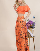 Tangerine Vogue Print Graphic Palazzo Pants - Palazzo Couture Online