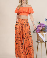 Tangerine Vogue Print Graphic Palazzo Pants - Palazzo Couture Online