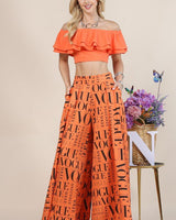 Tangerine Vogue Print Graphic Palazzo Pants - Palazzo Couture Online