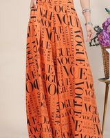 Tangerine Vogue Print Graphic Palazzo Pants - Palazzo Couture Online