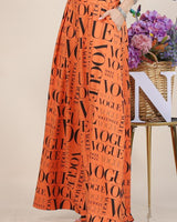 Tangerine Vogue Print Graphic Palazzo Pants - Palazzo Couture Online