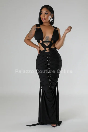 Tangled Up Maxi Dress (Black) - Palazzo Couture Online