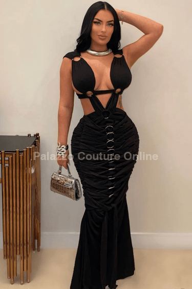 Tangled Up Maxi Dress (Black) - Palazzo Couture Online