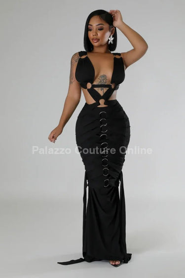 Tangled Up Maxi Dress (Black) - Palazzo Couture Online