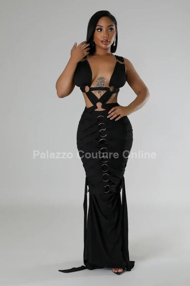 Tangled Up Maxi Dress (Black) - Palazzo Couture Online