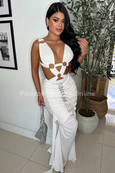 Tangled Up Maxi Dress (White) - Palazzo Couture Online