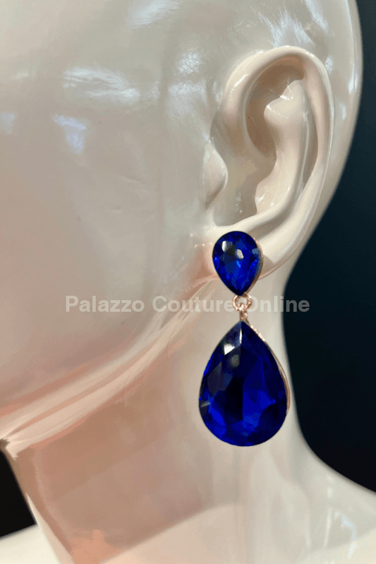 Teardrop Crystal (Blue) Evening Earrings One Size / Blue