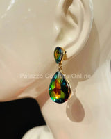 Teardrop Crystal Earrings – Petroleum - women's statement jewelry