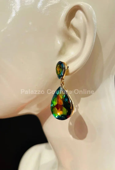 Teardrop Crystal Earrings – Petroleum - women's statement jewelry